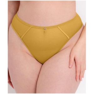 Scantilly Exposed High Waist Thong - Ochre Yellow M ST011212 Knickers Underwear Panties - Afterpay Available