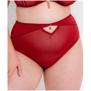 Scantilly Unchained High Waist Brief - Deep Red ST016208 Knickers Underwear Panties - Afterpay Available