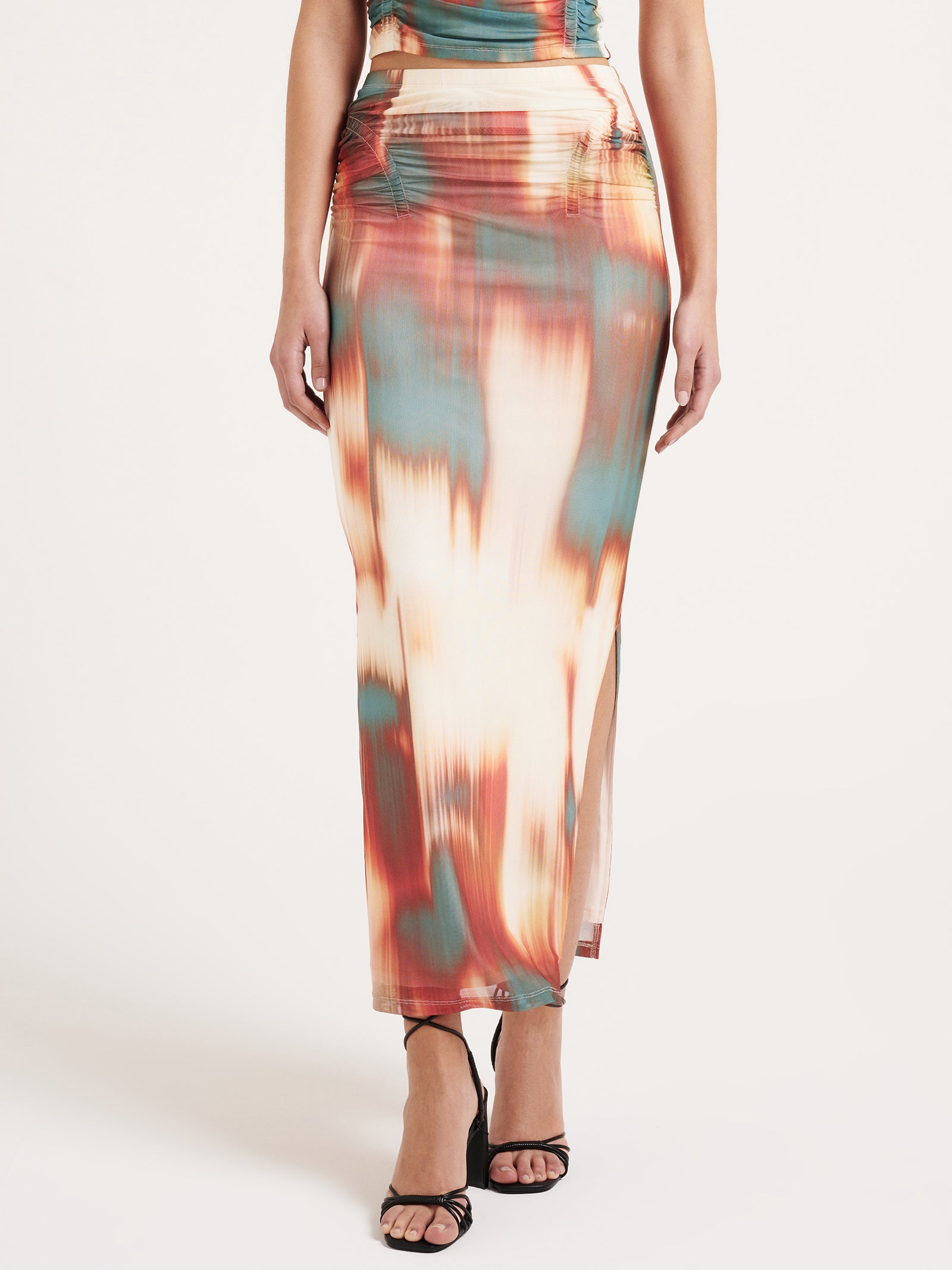 Senya Mesh Midi Skirt in Blur