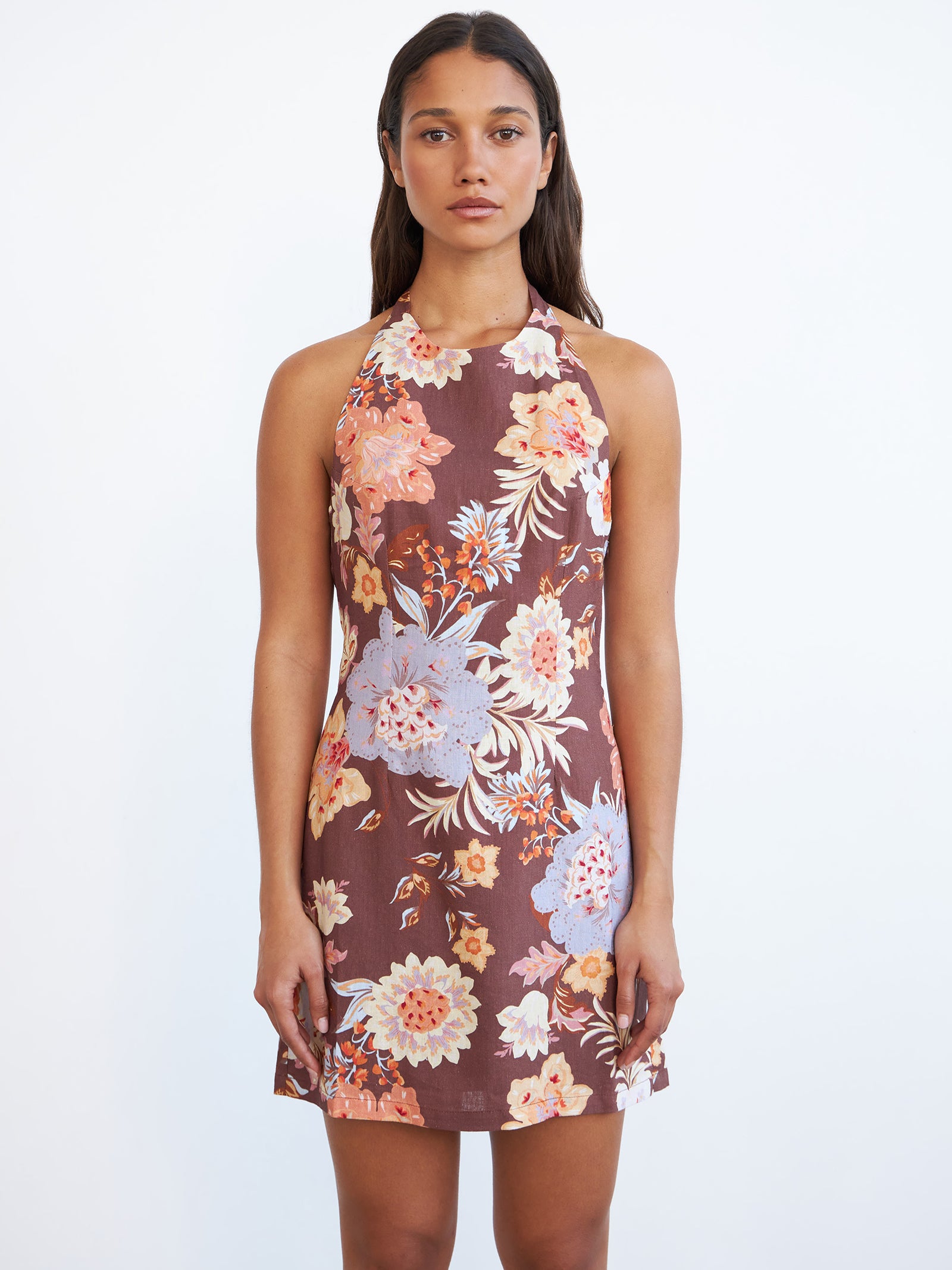 Amber Halter Dress In Peony Floral