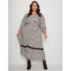 Beme Long Sleeve Printed Maxi Dress