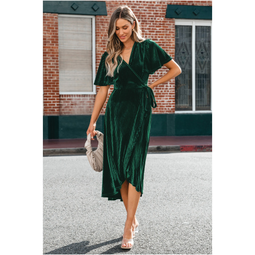 Cupshe In the Groove Emerald Belted Maxi Dress - Green,XS