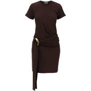 FERRAGAMO short dress with sash and metal ring accent