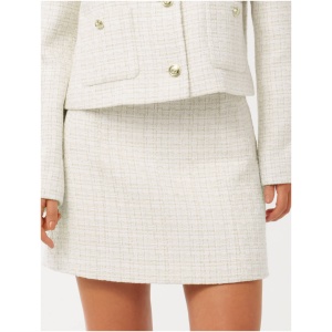 Forever New Women's Tonia Boucle Mini Skirt in White/Gold Suit