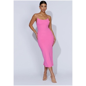 Lexia Scoop Low Neck Midi Dress - Bubblegum Pink