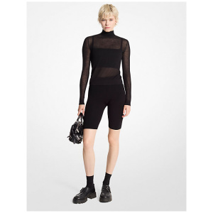 MK Sheer Mock Neck Jumper and Bra Top - Black - Michael Kors