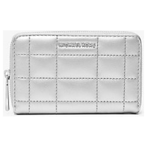 MK Small Metallic Quilted Leather Wallet - Silver - Michael Kors