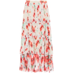 RAQUEL DINIZ 'luise' long tiered skirt in pleated silk