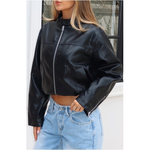 Tell Me Nothing PU Jacket Black