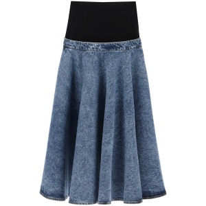 ALAIA denim skirt with ruffle hem