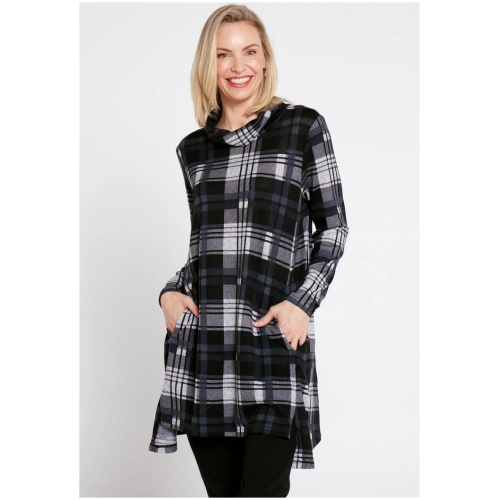 Aspen Cowl Swing Tunic - Steel Check - 10