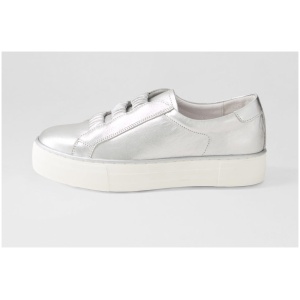 Django & Juliette Fletary Dj Silver Leather Silver Sneakers Womens Shoes Casual Sneakers