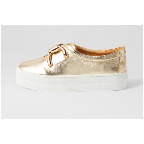 Django & Juliette Sandos Dj Gold White Sole Leather Gold White Sole Sneakers Womens Shoes Casual Casual Sneakers