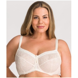 Fayreform Delicate Lace Underwire Bra - Ivory/Cream Tan 10E F20-599 Plus Size Bra - Afterpay Available