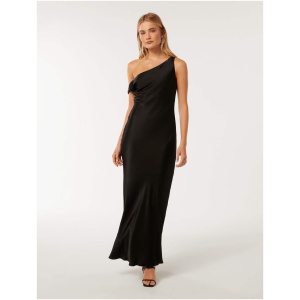 Forever New Women's Blake Satin Tipped Shoulder Maxi Dress in Black