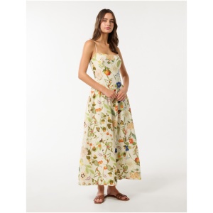 Forever New Women's Brooke Linen Drop Waist Midi Dress in Bright Helston Floral