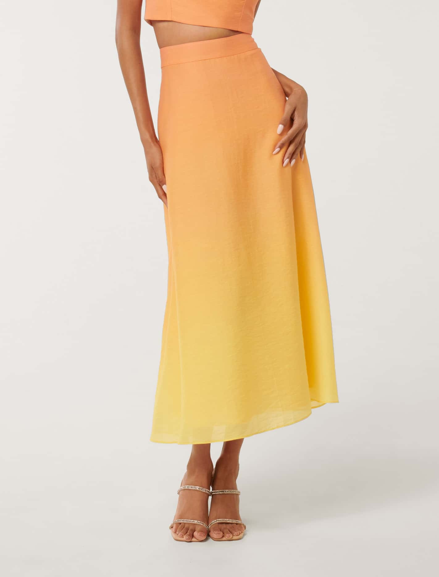 Forever New Women's Celeste Petite Midi Skirt in Golden Ombre