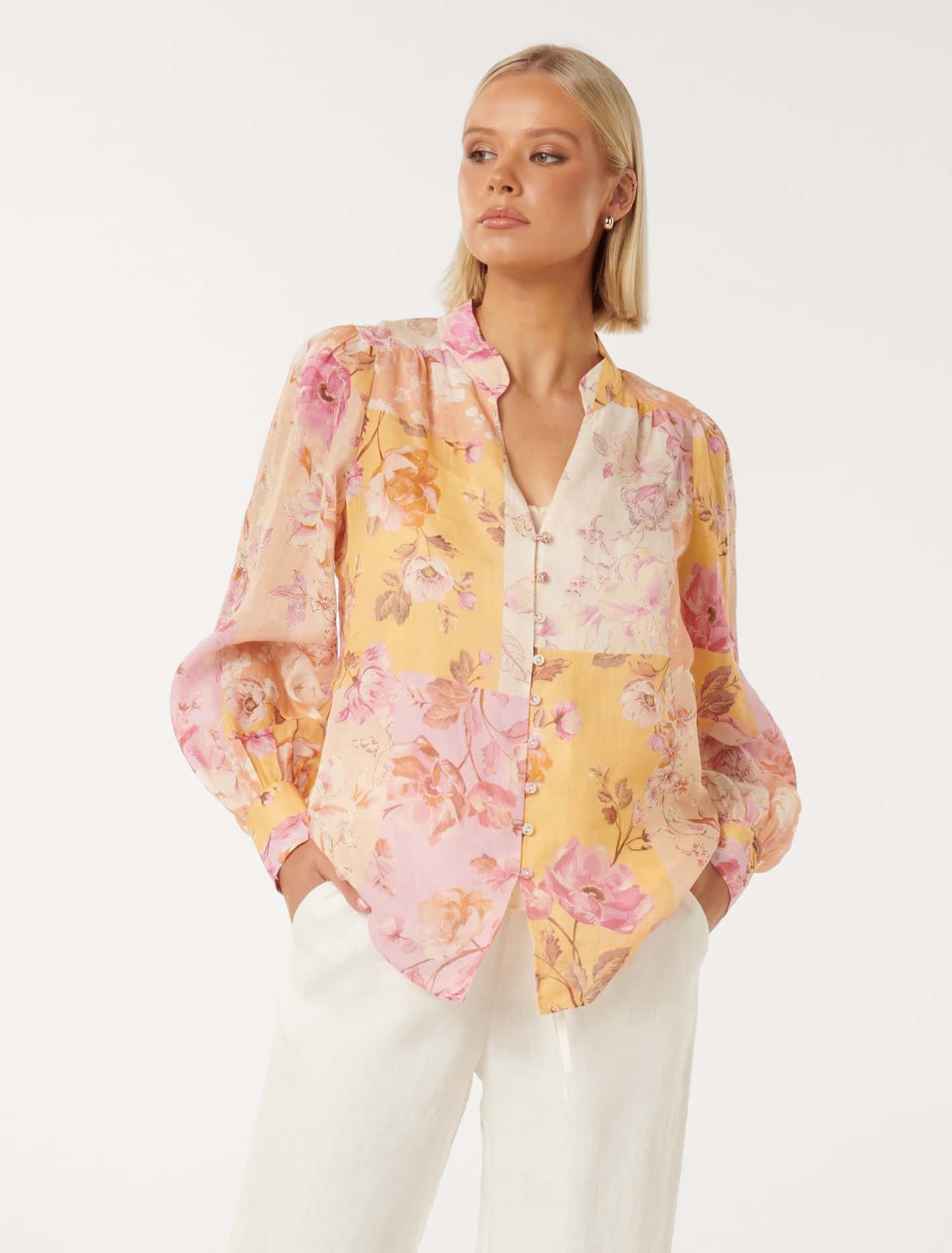 Forever New Women's Delia Printed Blouse in Amora Patchwork