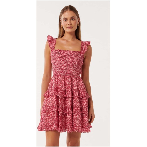 Forever New Women's Odette Printed Cotton Mini Dress in Red Park Ditsy