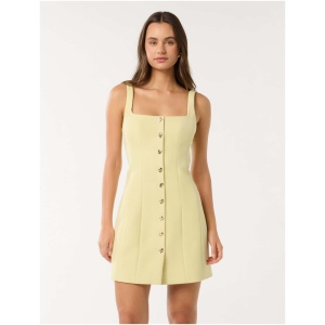 Forever New Women's Penny Button Down Mini Dress in Pastel Yellow