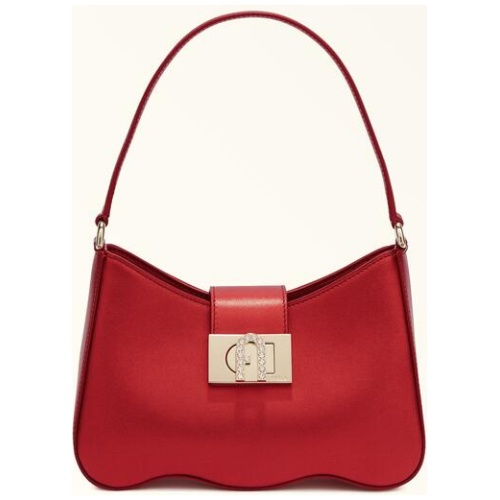 Furla 1927 Shoulder Bag Rosso Veneziano Red Metal Claris Calf Leather Woman