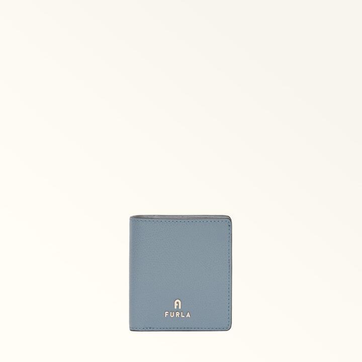 Furla Camelia Compact Wallet Celestial Blue Textured Leather Woman