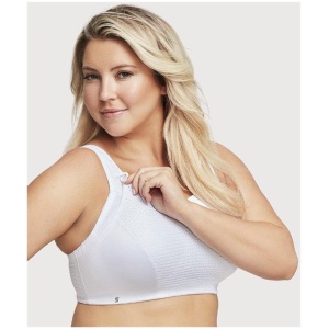 Glamorise Custom Control Wire-Free Sports Bra - White 16B 1166 Plus Size Bra - Afterpay Available