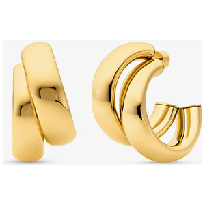 MK Large Precious Metal-Plated Brass Double Hoop Earrings - Gold - Michael Kors