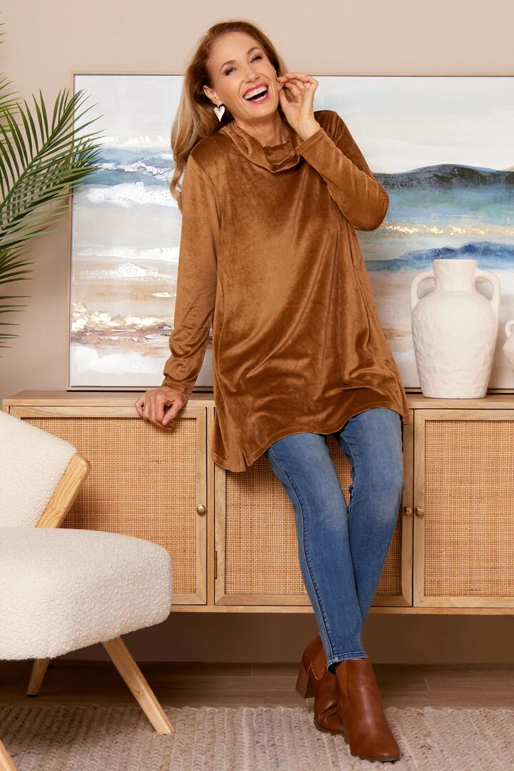 Melanie Velour Tunic - Camel - 10