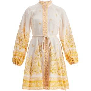 ZIMMERMANN floral linen mini dress with