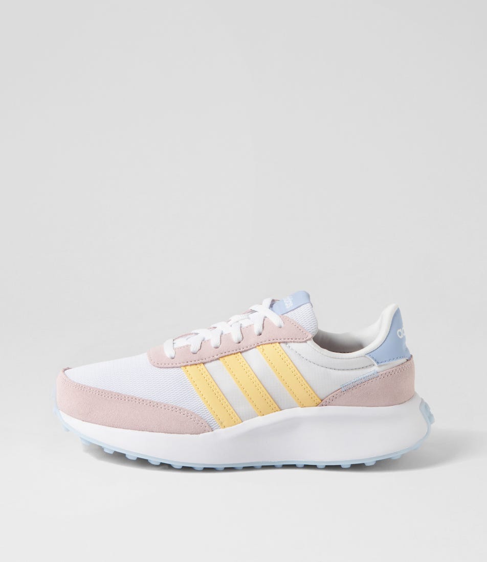 Adidas Run 70 S W Ad White Yellow Pink Leather White Yellow Pink Sneakers Womens Shoes Active Active Sneakers