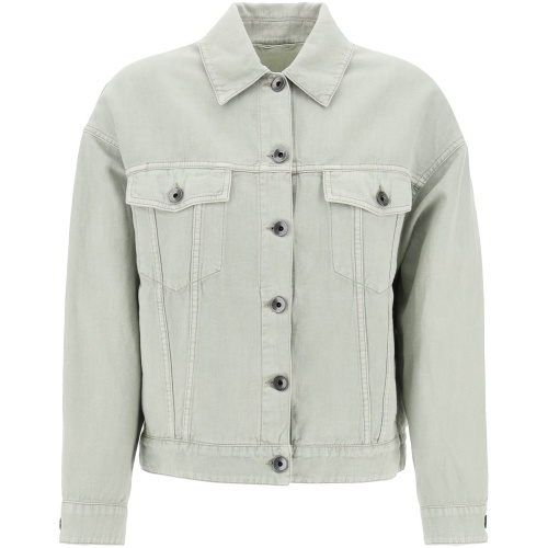 BRUNELLO CUCINELLI cotton and linen cover trucker jacket