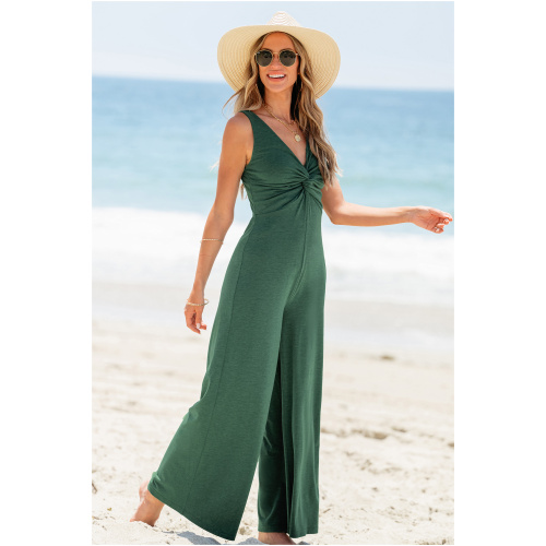 Cupshe Emerald Green Sleeveless Twist V-Neck Jumpsuit - Emerald,M