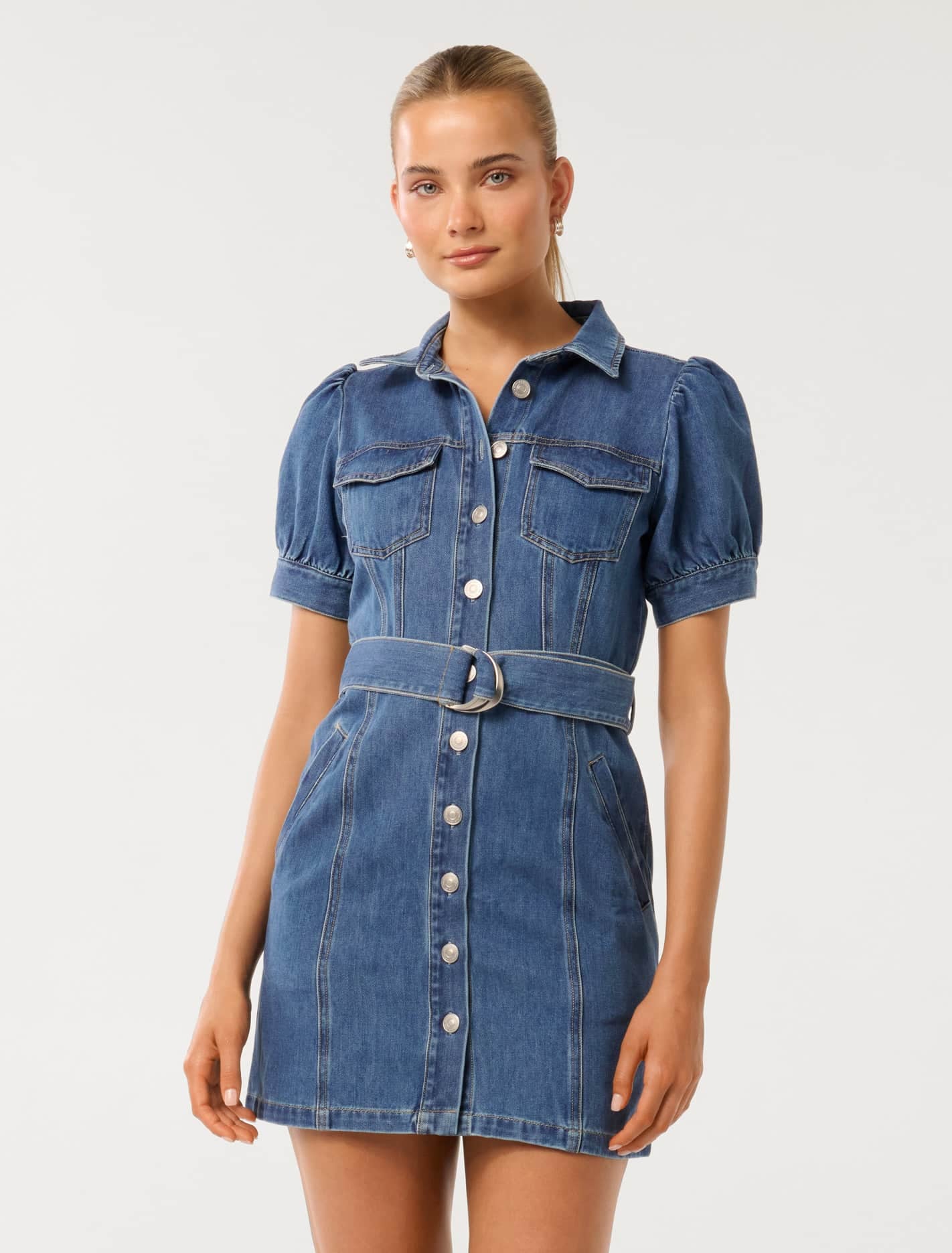 Forever New Women's Jess Denim Dress in Mid Wash