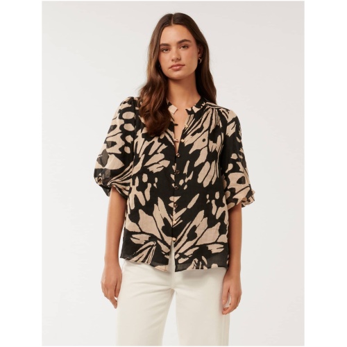 Forever New Women's Paloma Puff Sleeve Blouse in Mari Butterfly