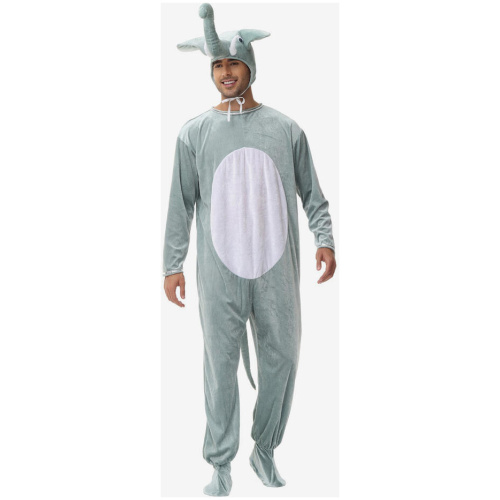 Kigurumi Pajamas Onesie Cartoon Adult's Light Gray Polyester Hat Jumpsuit Kigurumi Costumes