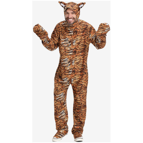 Kigurumi Pajamas Onesie Halloween Adult's Tiger Print Polyester Jumpsuit Hood Kigurumi Costumes