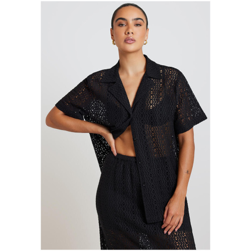 Ode Frey Lace Shirt Onyx