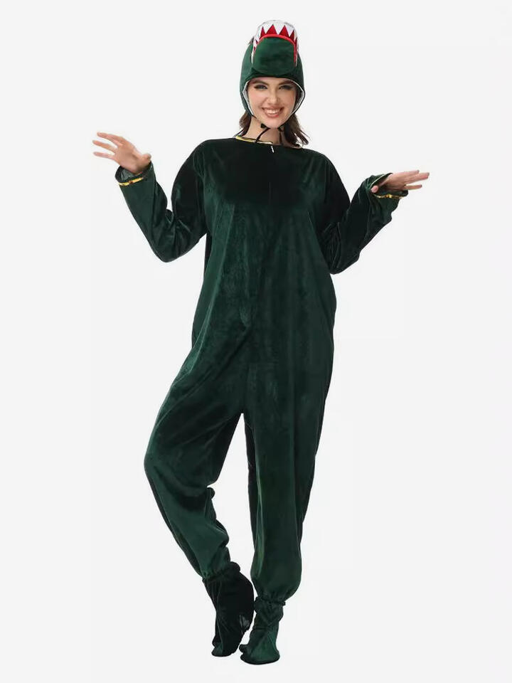 Onesie Kigurumi Pajamas Cartoon Adult's Dark Green Polyester Jumpsuit Hat Kigurumi Costumes