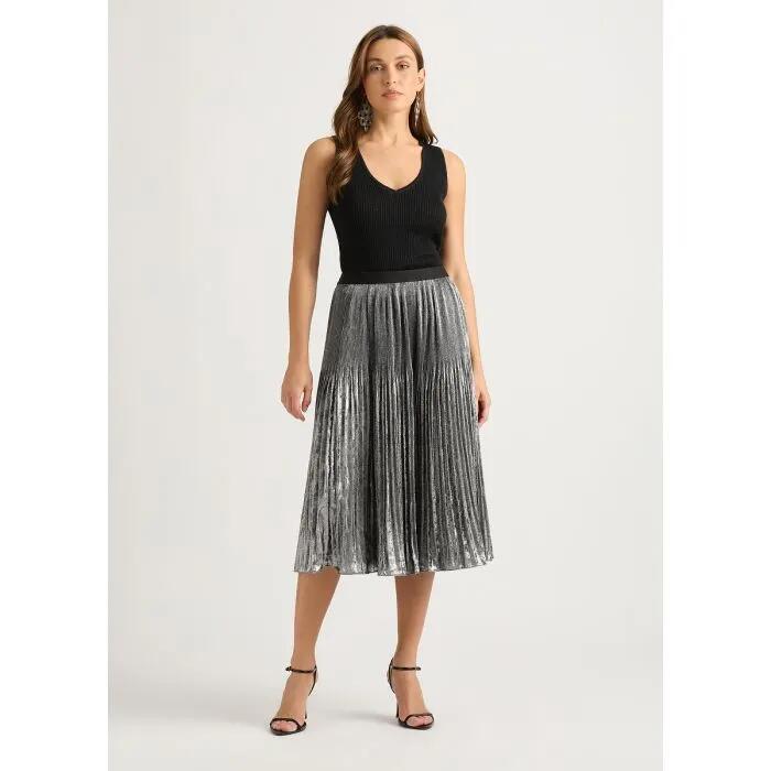 Rumi Metallic Pleat Skirt