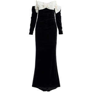 ALESSANDRA RICH maxi velvet dress with duchesse bows