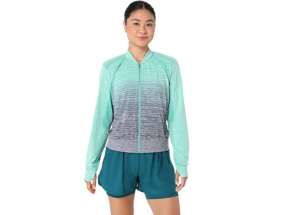 ASICS Women's Nagino Seamless Jacket - Aurora Green/Blue Expanse L