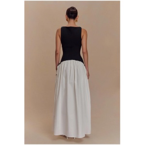 Acacia Contrast Sleeveless Maxi Dress - Black/White