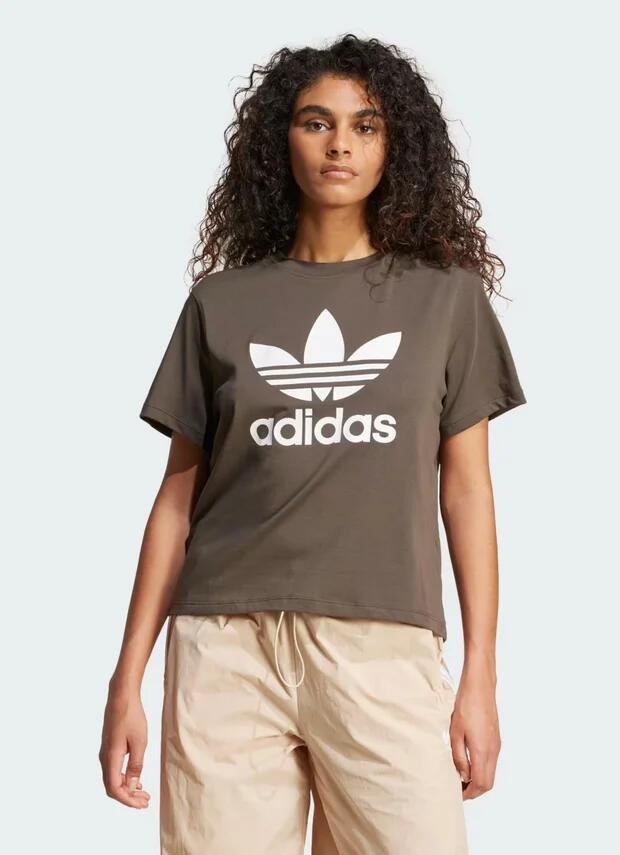 Adidas Original Trefoil Boxy Tee - Womens in Brown