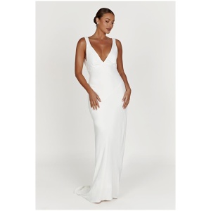 Amanza Maxi Dress With Cowl Back - White