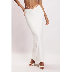 Amber Ruched Maxi Skirt - White