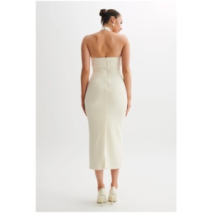 Amelita Suiting Halter Midi Dress - Ivory