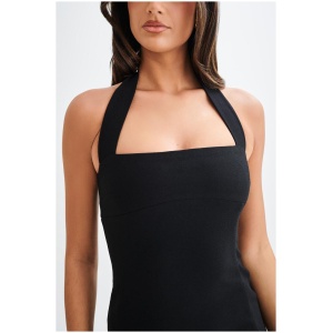 Amelita Suiting Halter Mini Dress - Black