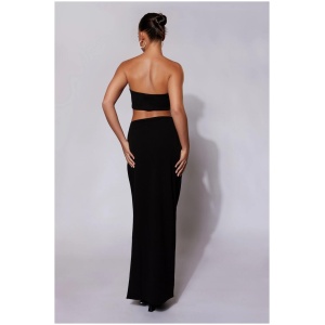 Anastasia Diamante Rope Maxi Skirt With Split - Black