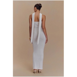 Andrea Strapless Knit Maxi Dress - White